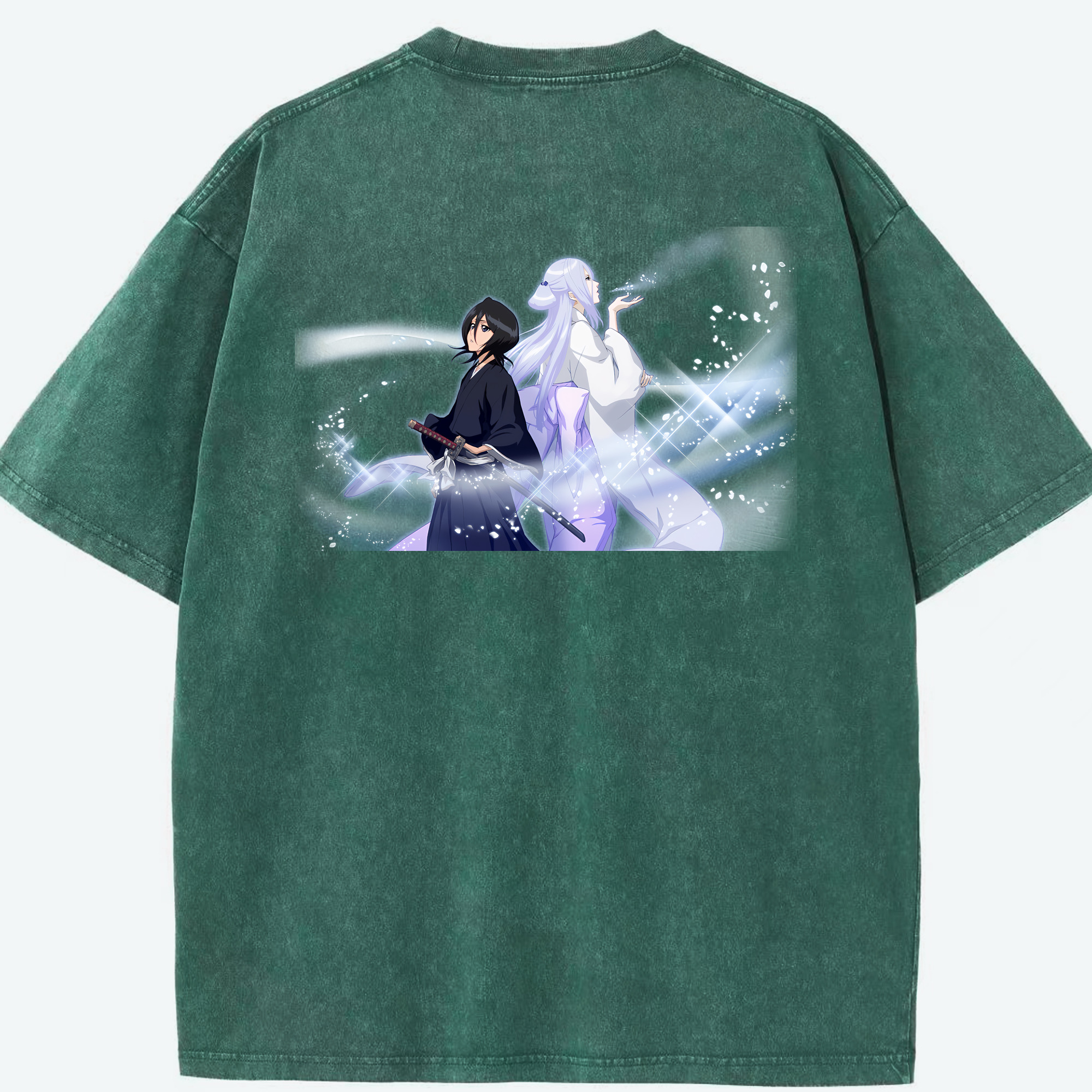 （画像用） ブリーチ 朽木ルキア BLEACH Kuchiki Rukia 綿100% ヴィンテージ風 半袖Tシャツ（背面プリント）